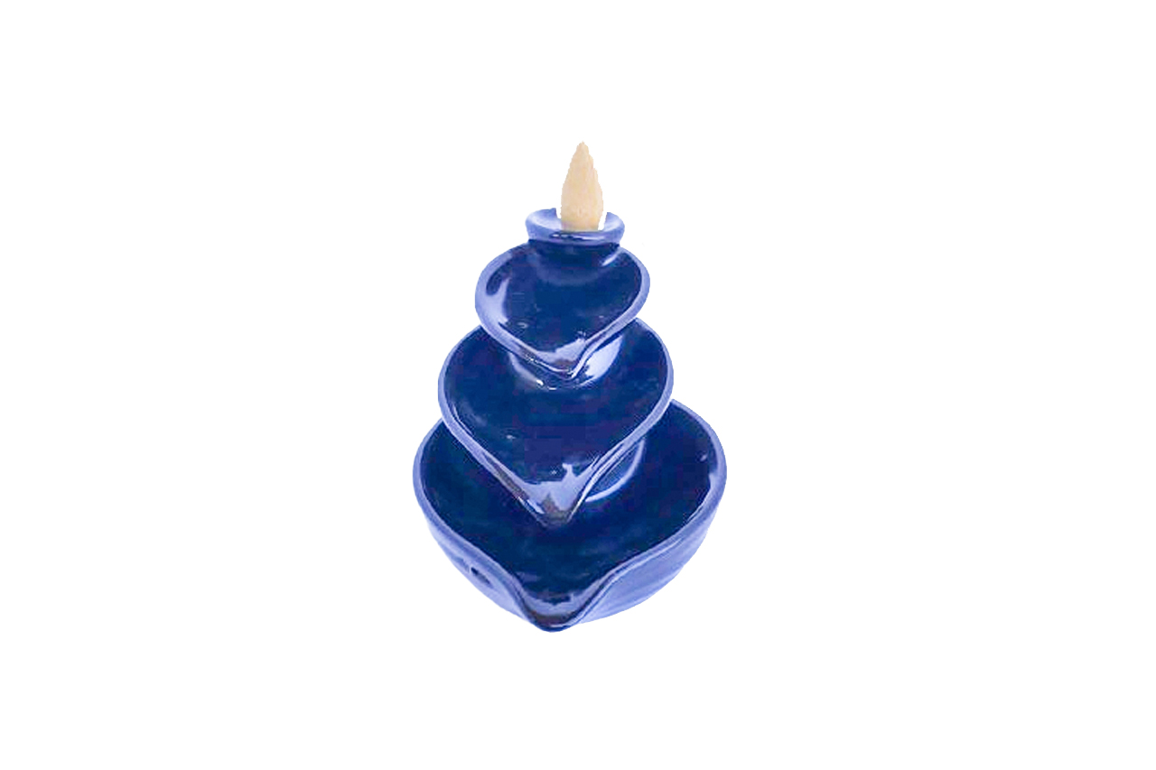 Cascade Leaves Ceramic Blackflow Incense Cone Holder