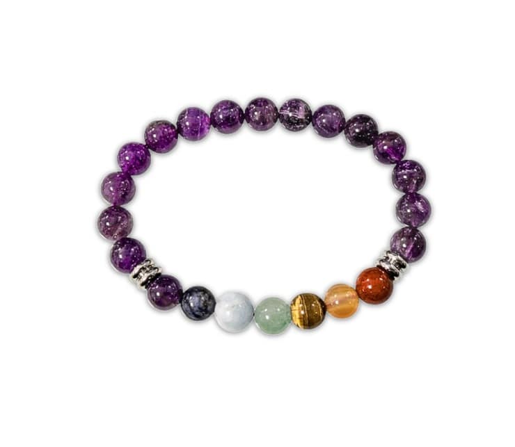 Amethyst & 7 Chakras Bracelet beads - 8mm