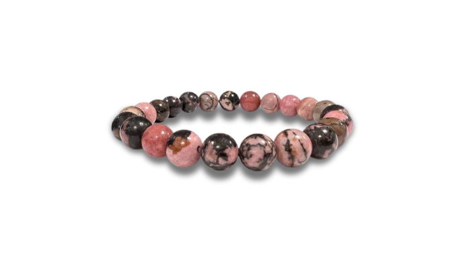 Black Strip Rhodonite Beads-6mm